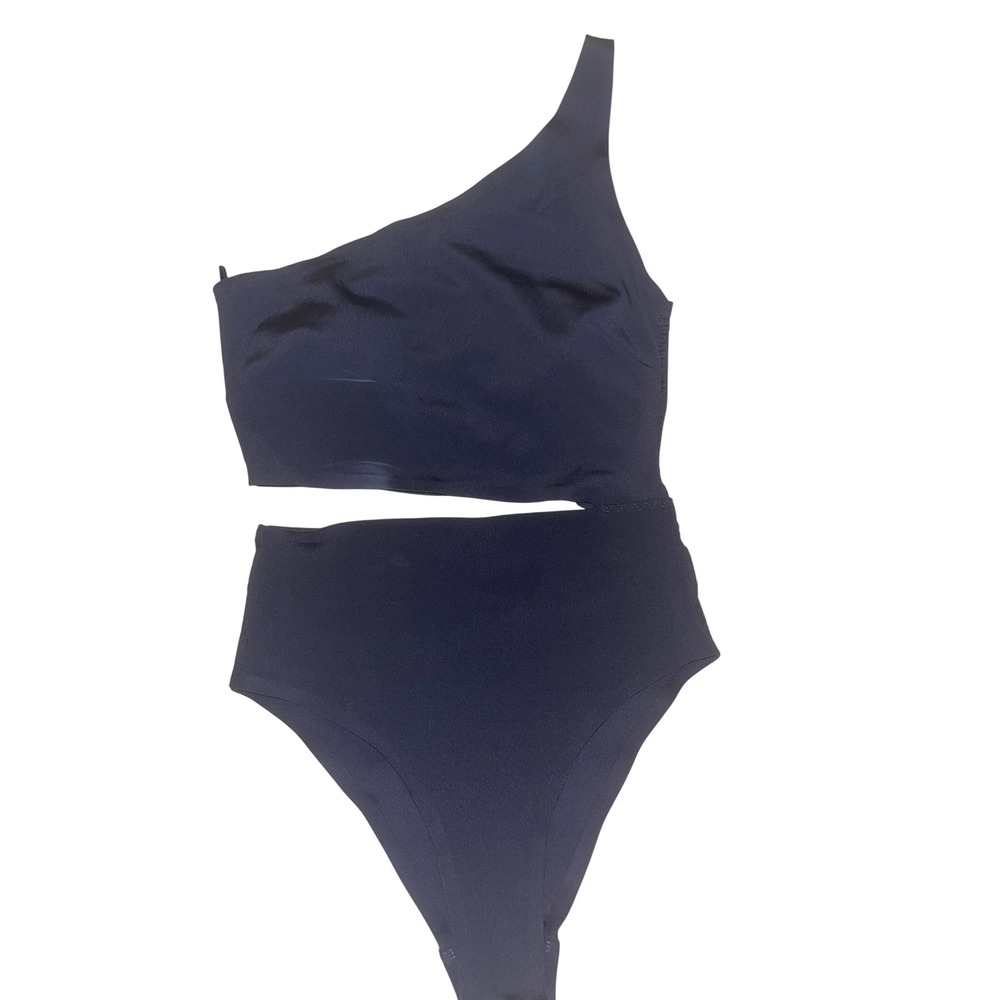 Zara One Shoulder Cutout Swimsuit Women's Size S Minimalist Black